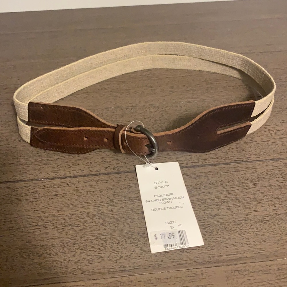 NWT Tan and Brown Leather High Waisted Belt